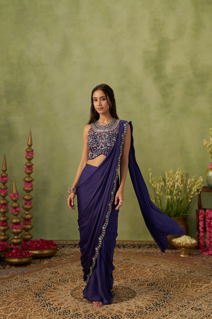 Deep Royal Purple Saree