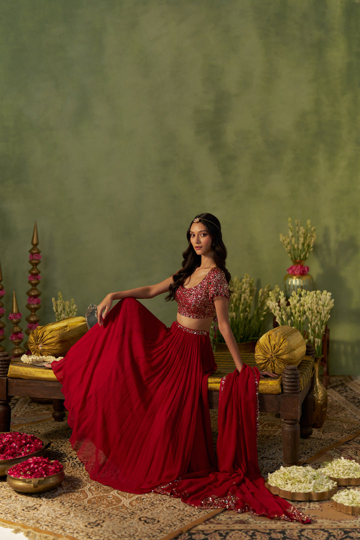 Ruby Red Lehenga
