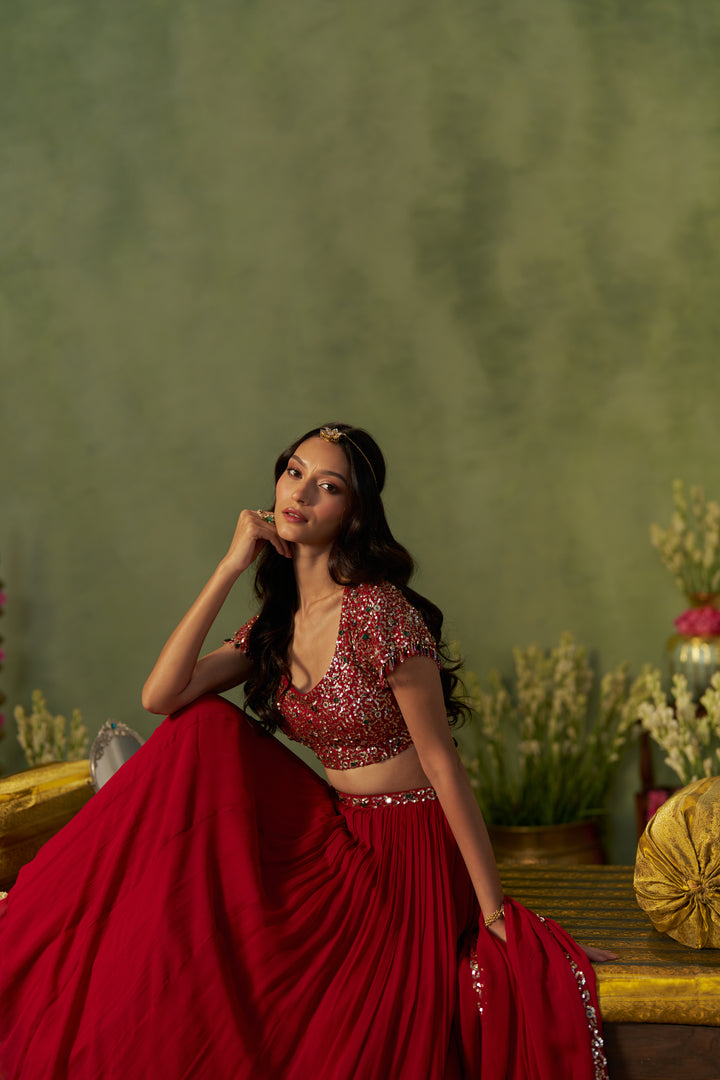 Ruby Red Lehenga