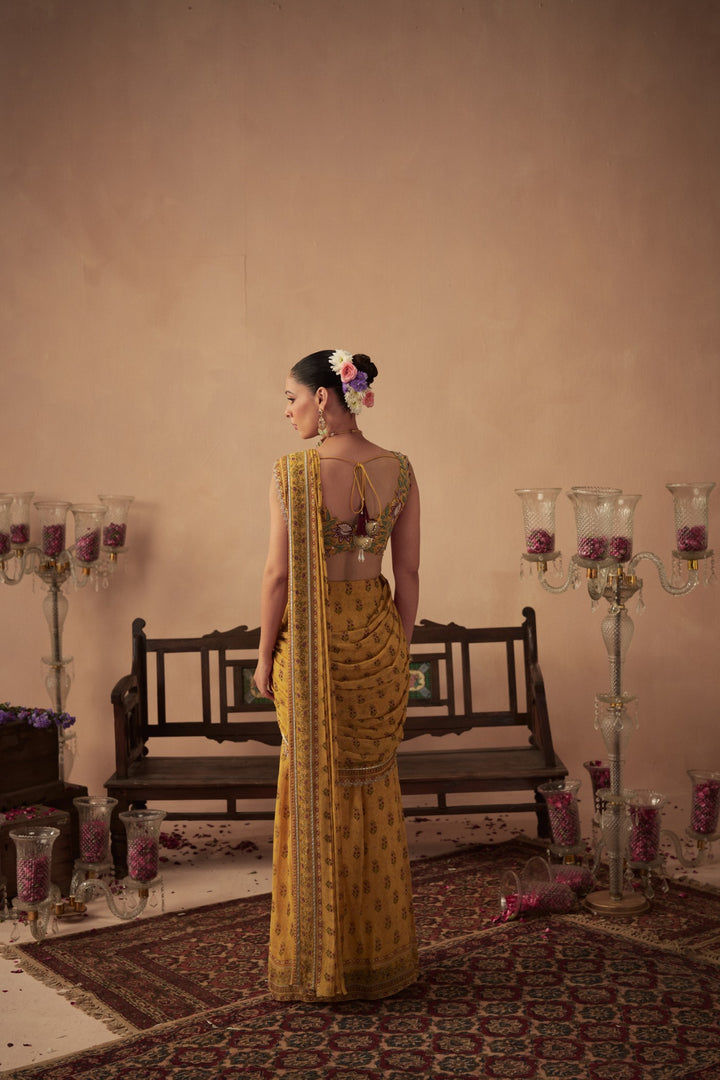 Yellow Booti Saree