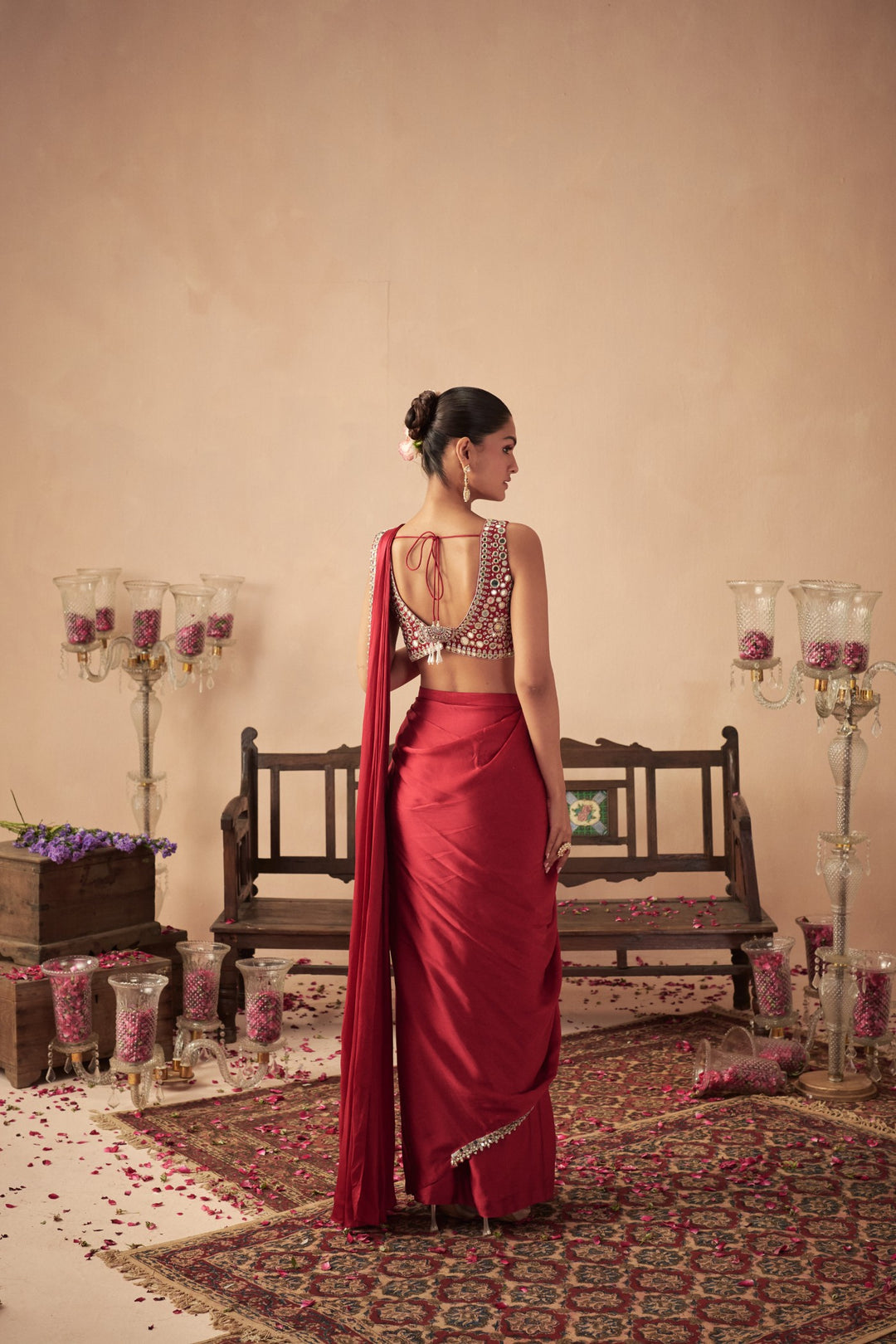 Red Satin Saree