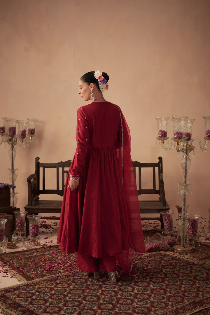 Red Anarkali Set