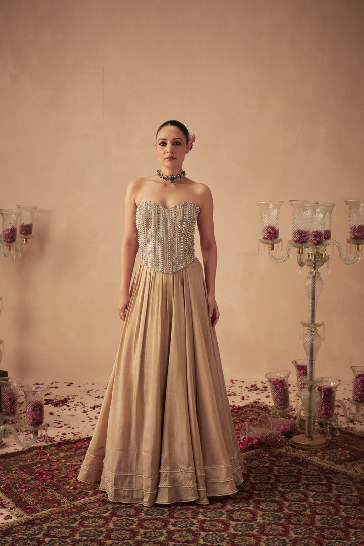 Rose Gold Lehenga with Corset