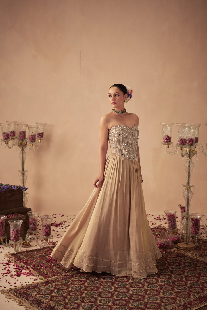 Rose Gold Lehenga with Corset