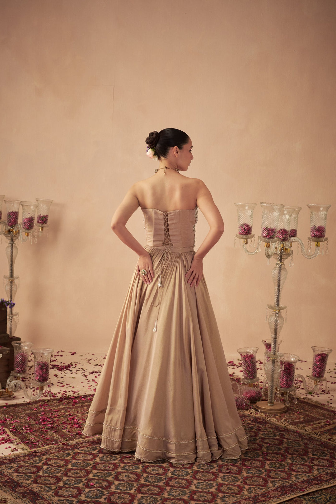 Rose Gold Lehenga with Corset