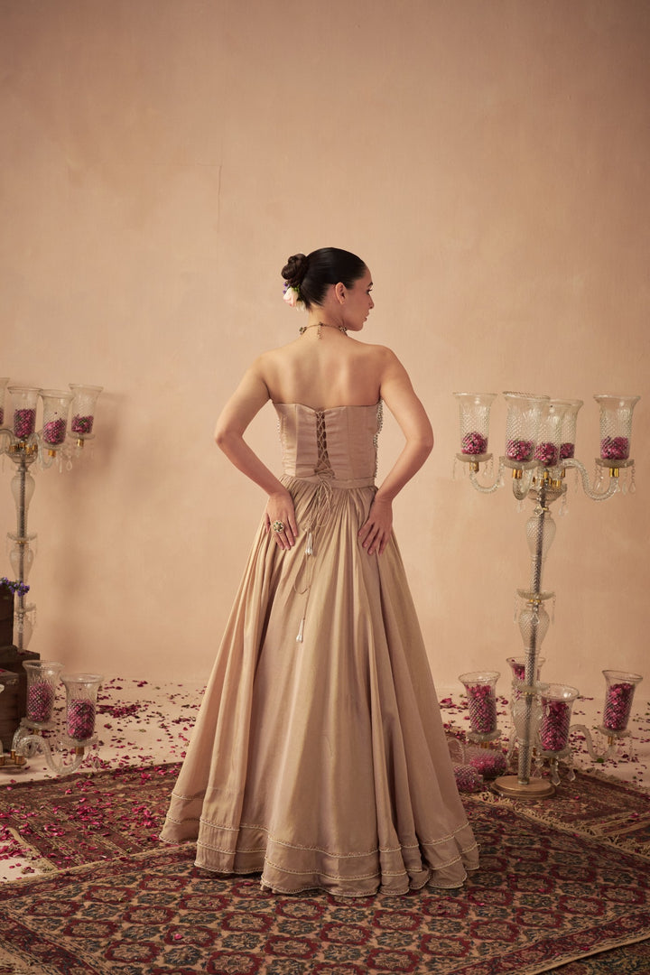Rose Gold Lehenga with Corset