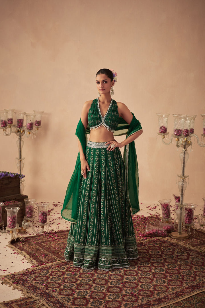 Green Vine Lehenga Set