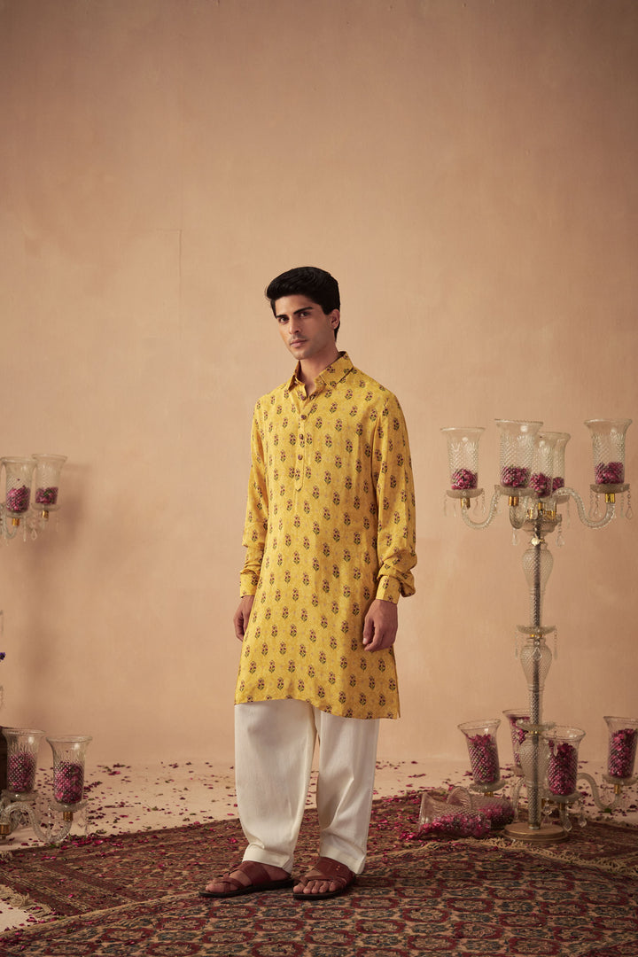 Yellow Booti Kurta Set