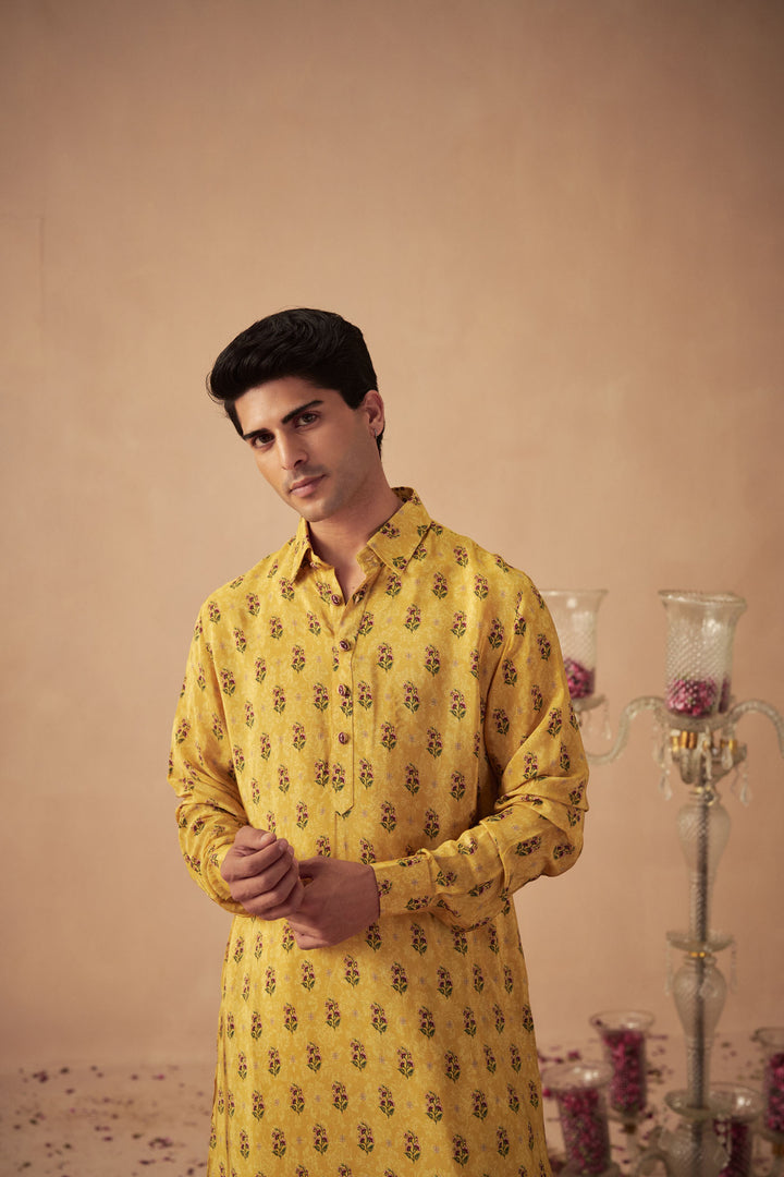 Yellow Booti Kurta Set