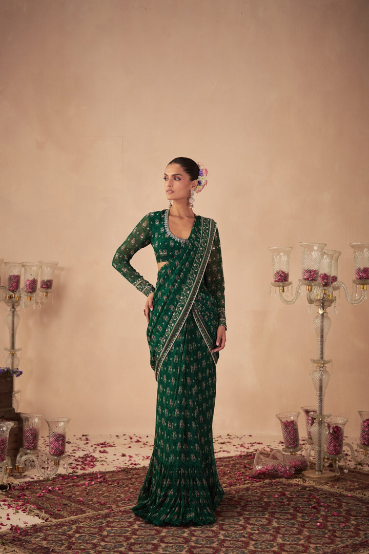 Green Booti Saree
