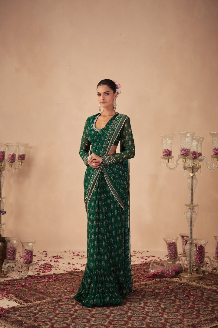 Green Booti Saree