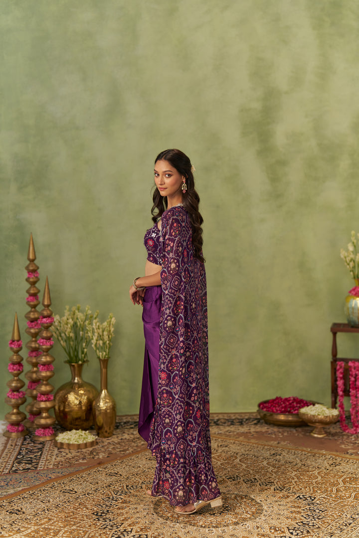 Jamuni Draped Skirt Set With Cape