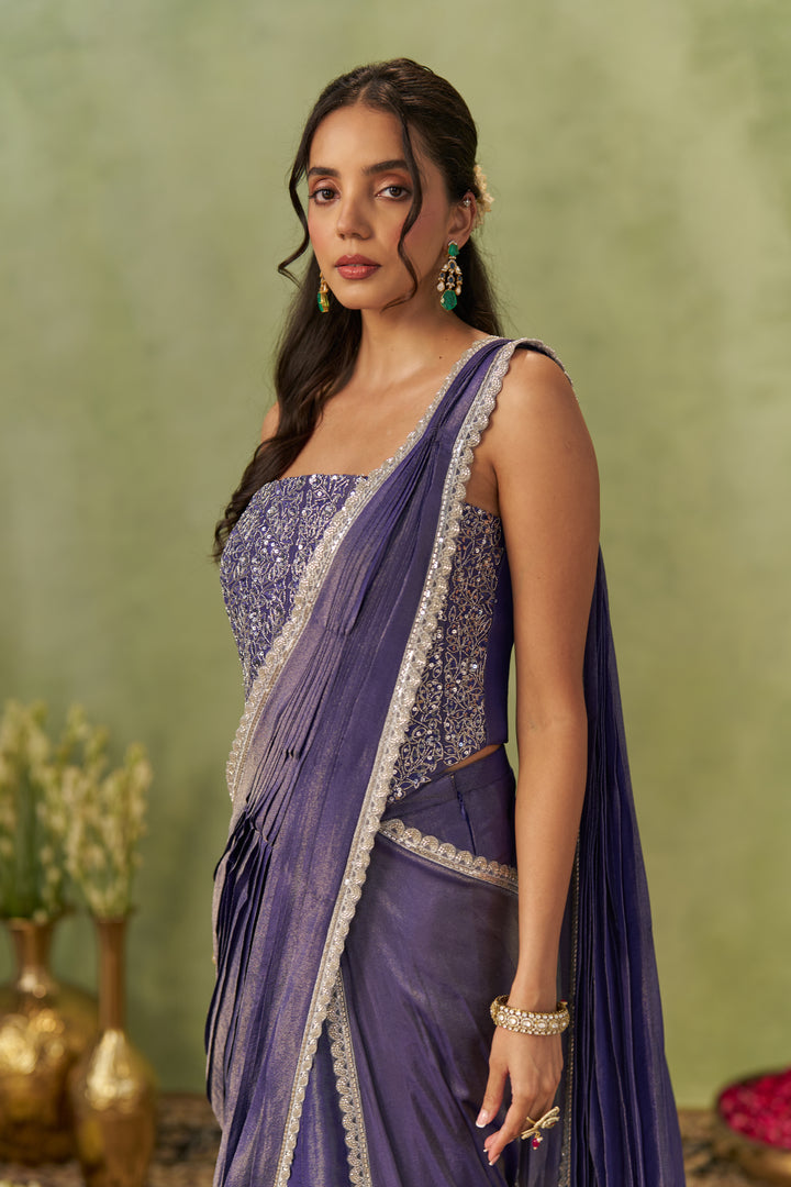 Chand Jamun Tissue Saree With Corset