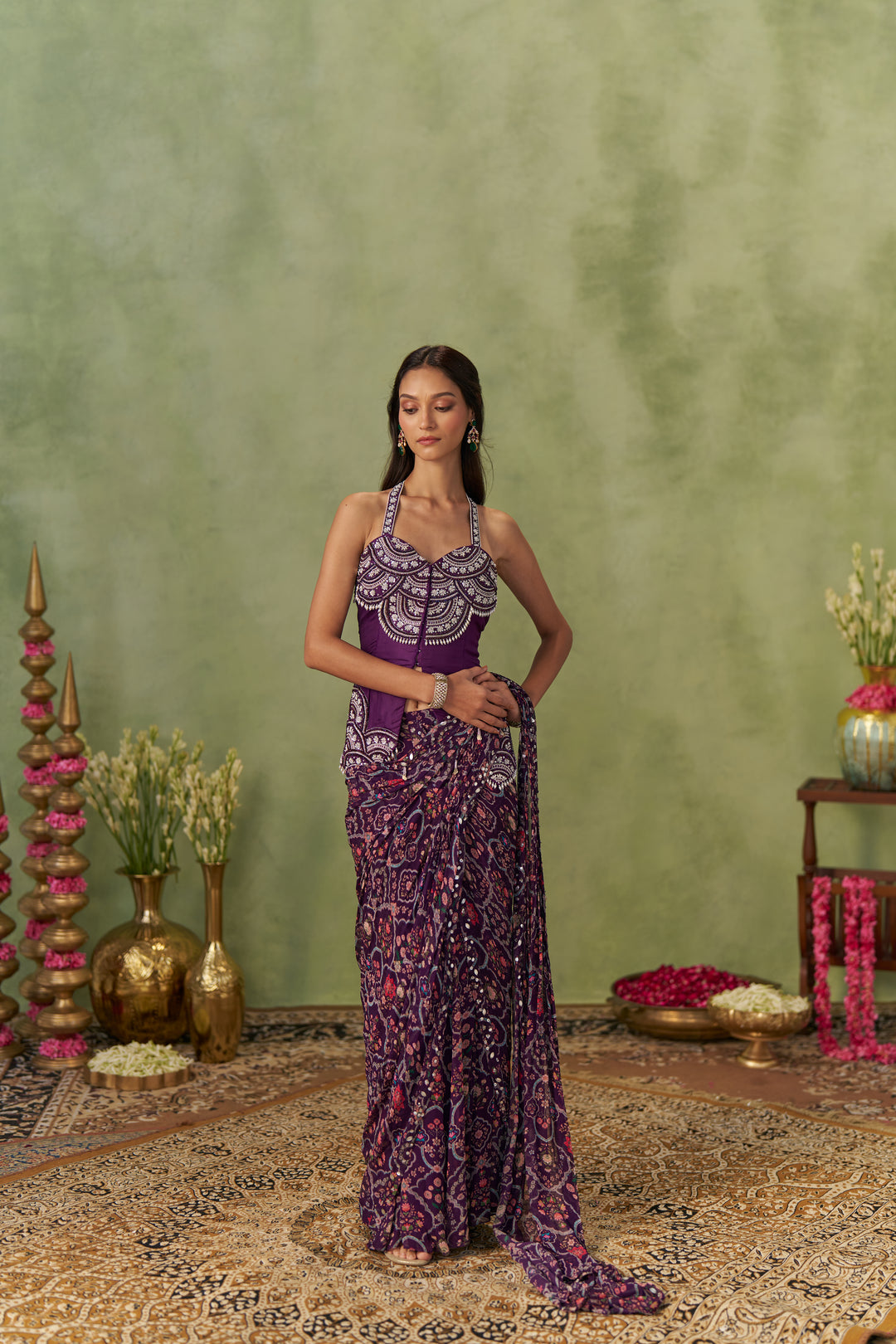 Jamuni Jacket And Draped Saree