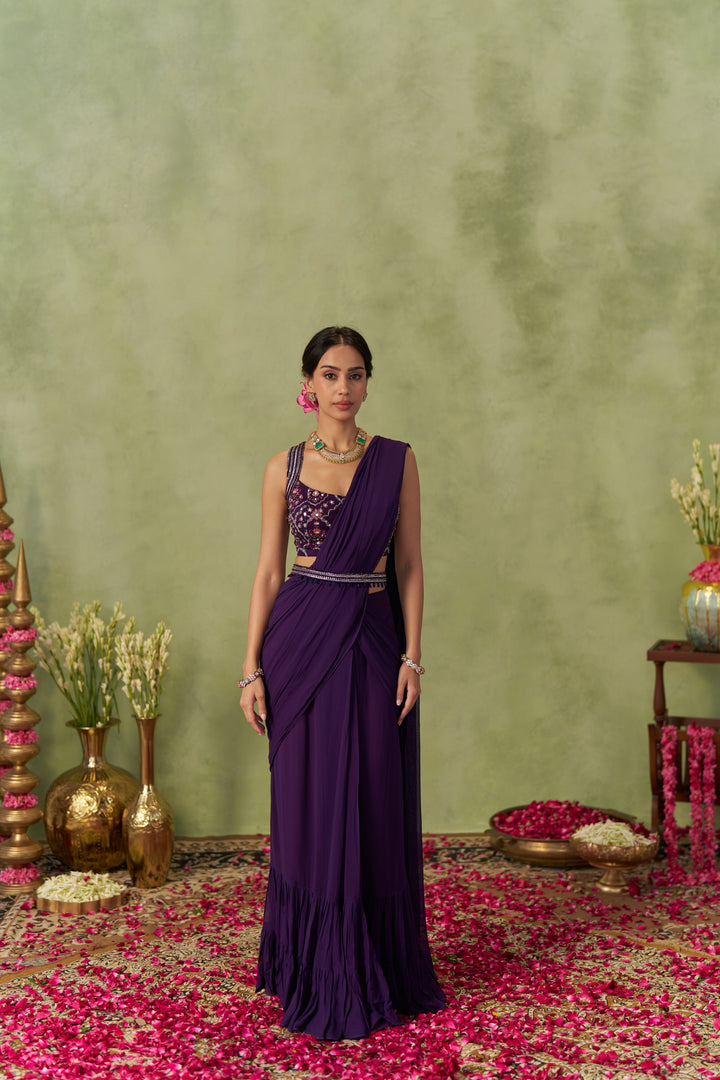 Jamuni Pre-Draped Saree With Belt