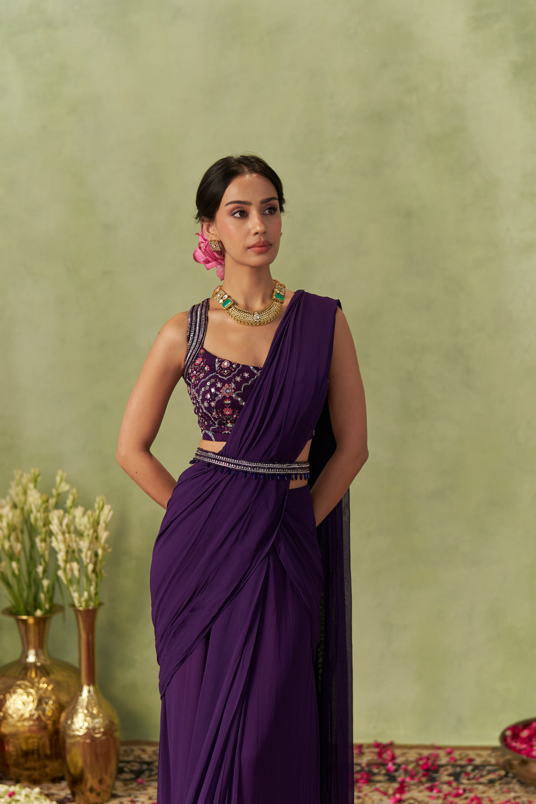Jamuni Pre-Draped Saree With Belt