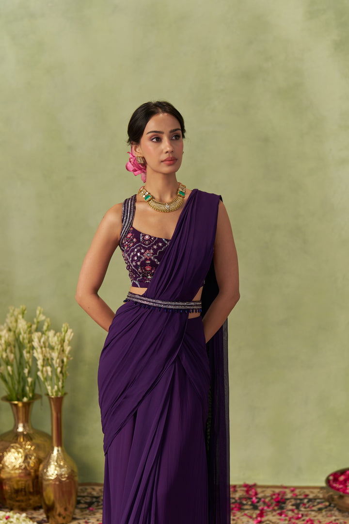 Jamuni Pre-Draped Saree With Belt