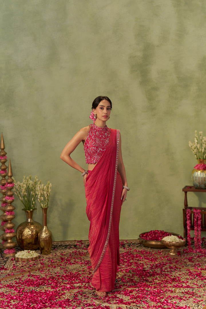 Rani Pink Tissue Saree