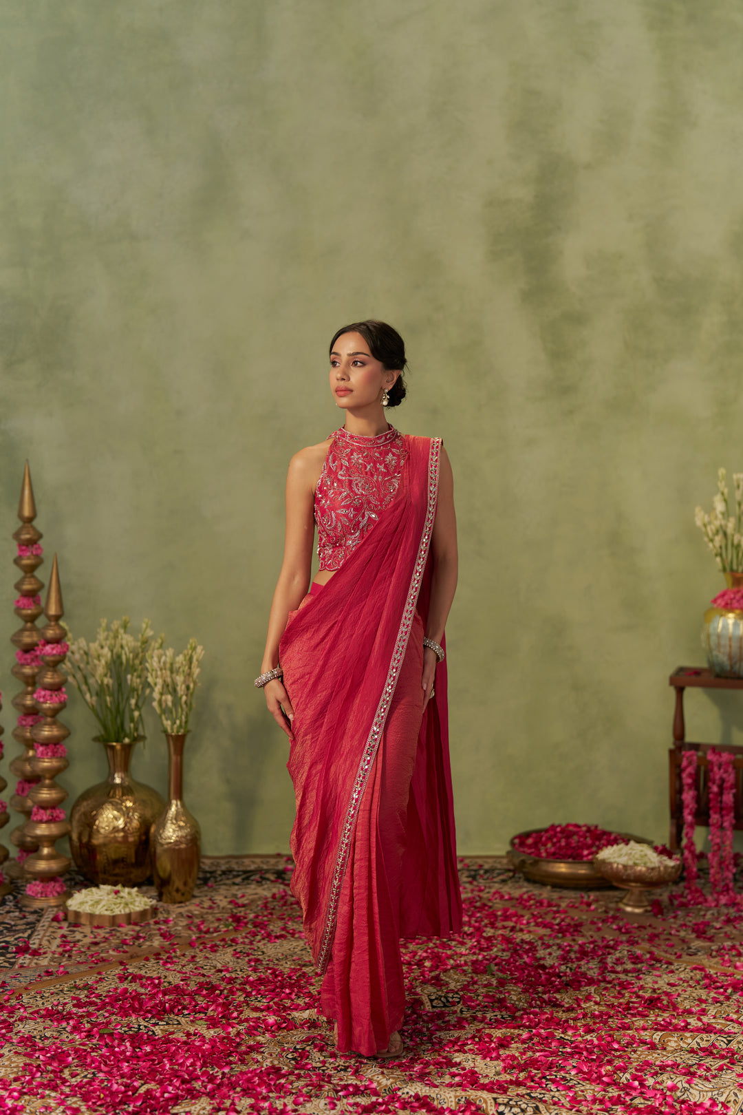 Rani Pink Tissue Saree