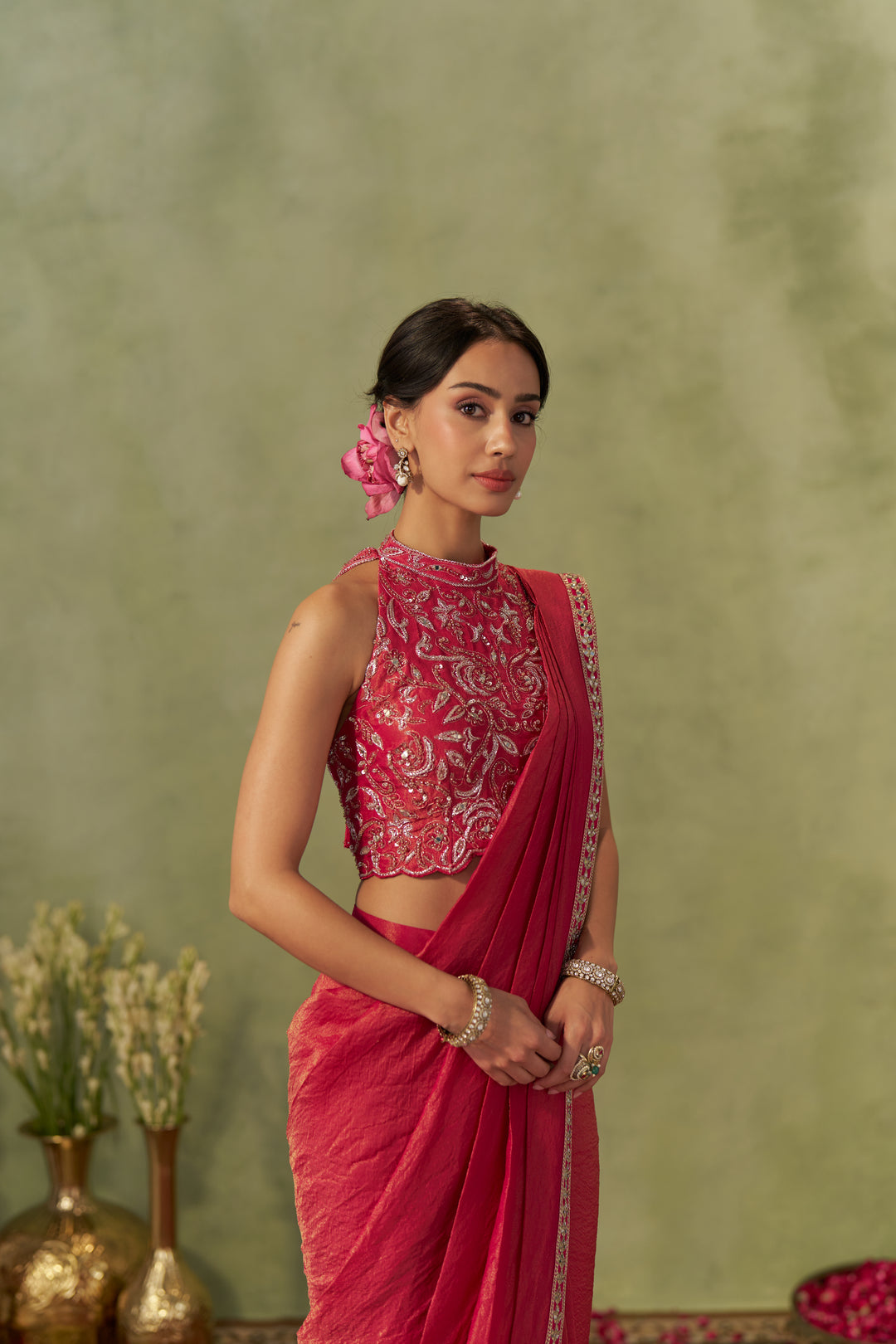 Rani Pink Tissue Saree
