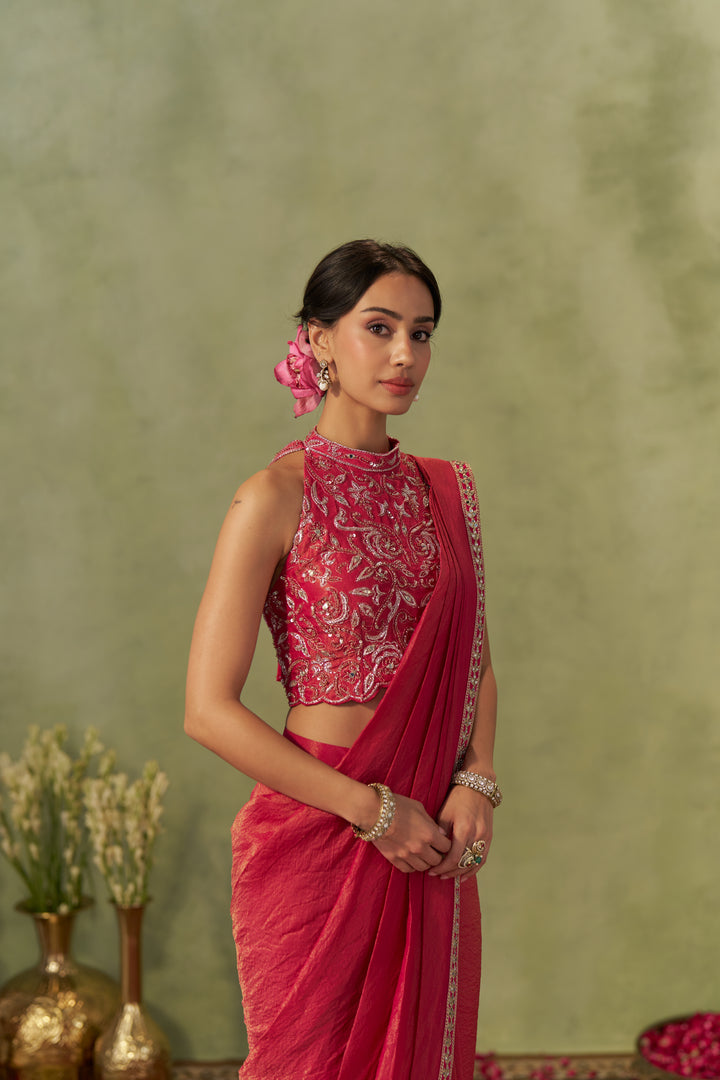 Rani Pink Tissue Saree