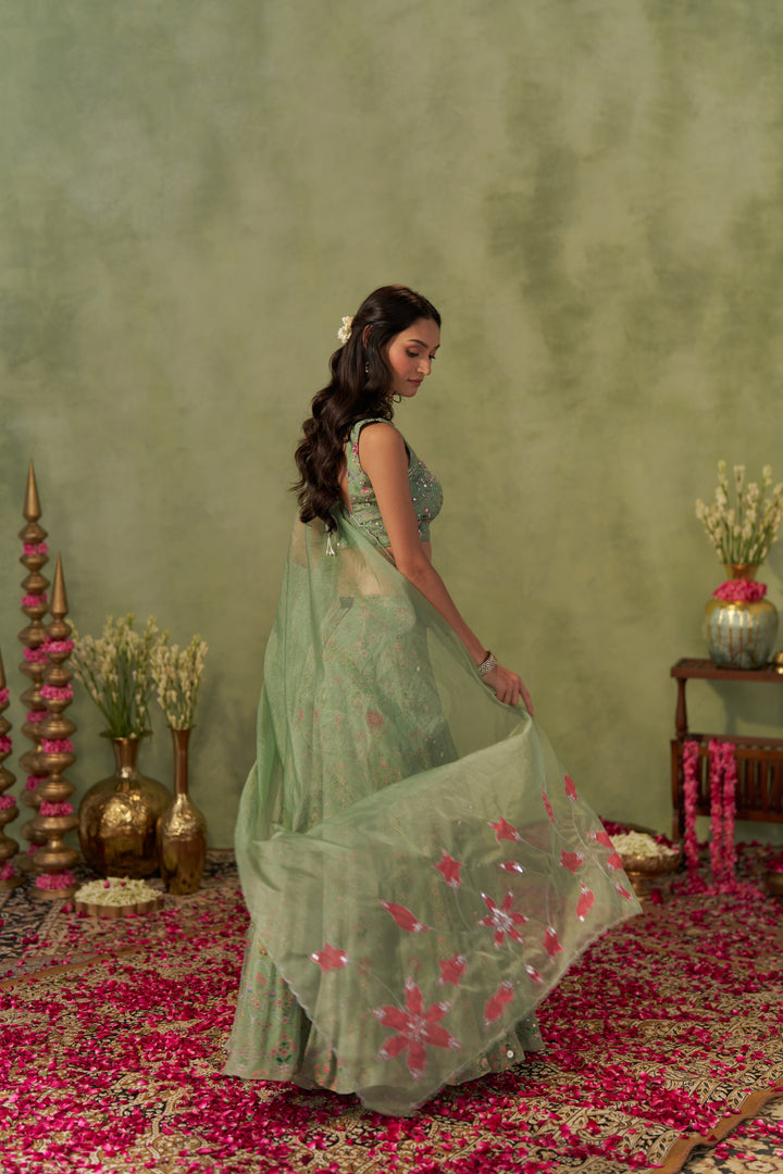 Pista Lehenga Set With Dupatta