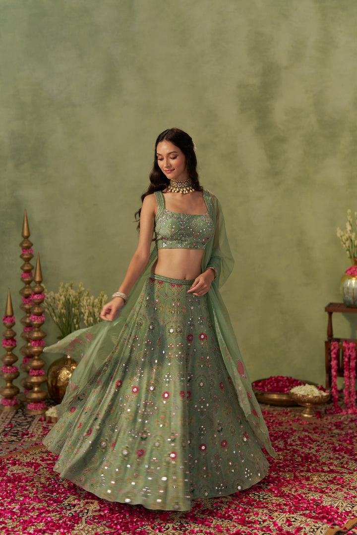 Pista Lehenga Set With Dupatta