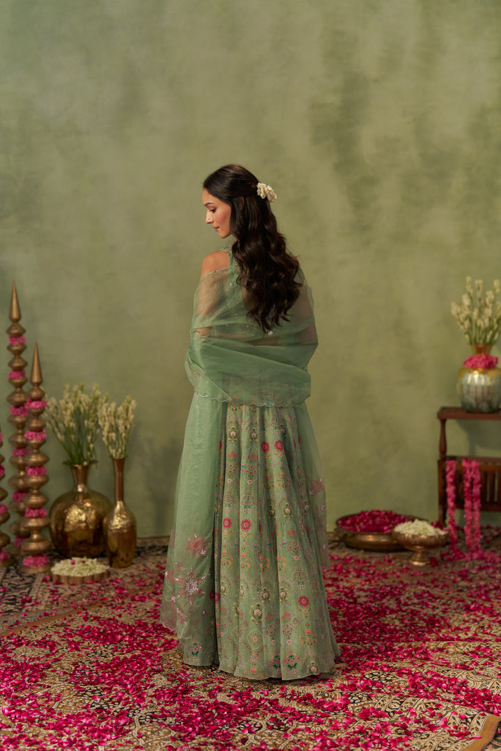 Pista Lehenga Set With Dupatta