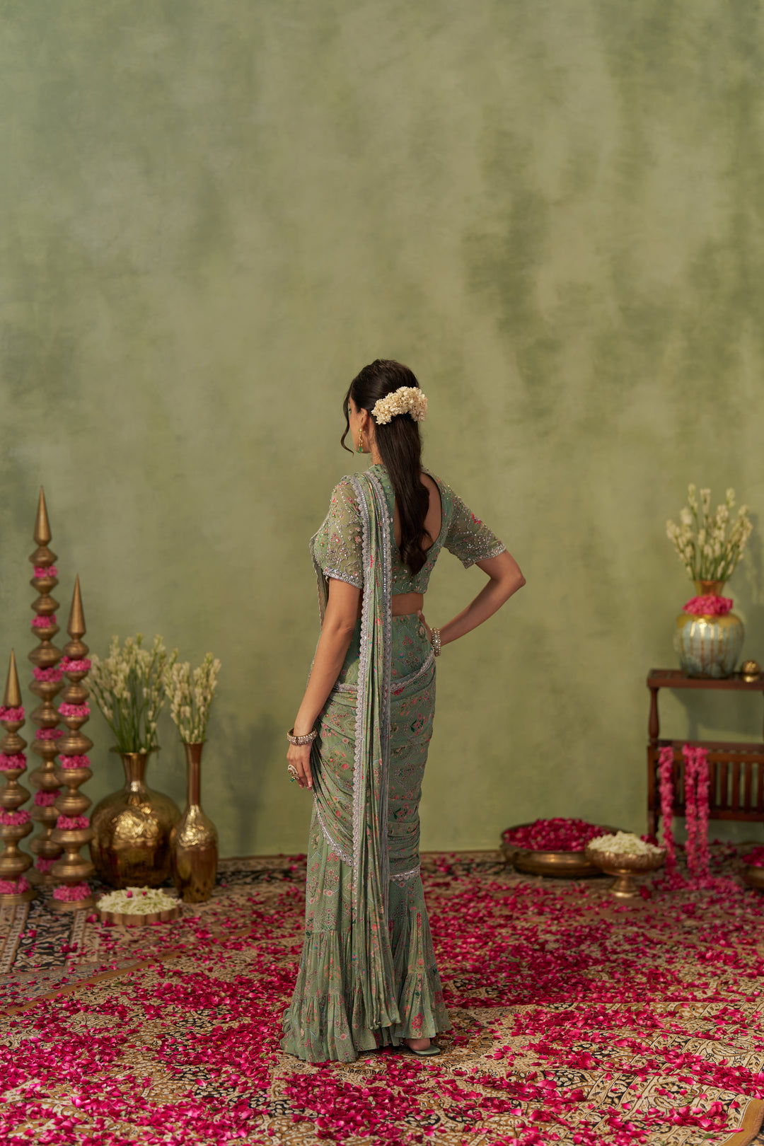 Pista Pre-Draped Saree