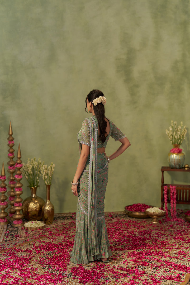Pista Pre-Draped Saree