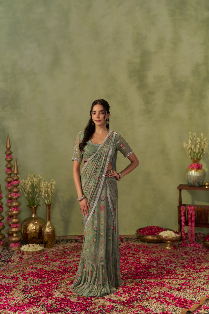 Pista Pre-Draped Saree
