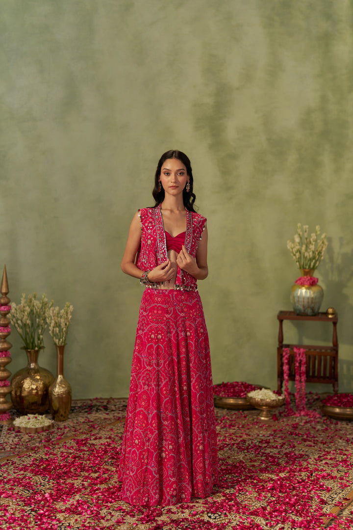 Rani Pink Lehenga Set With Jacket
