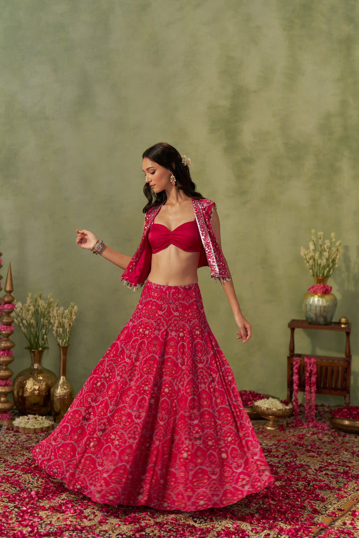 Rani Pink Lehenga Set With Jacket