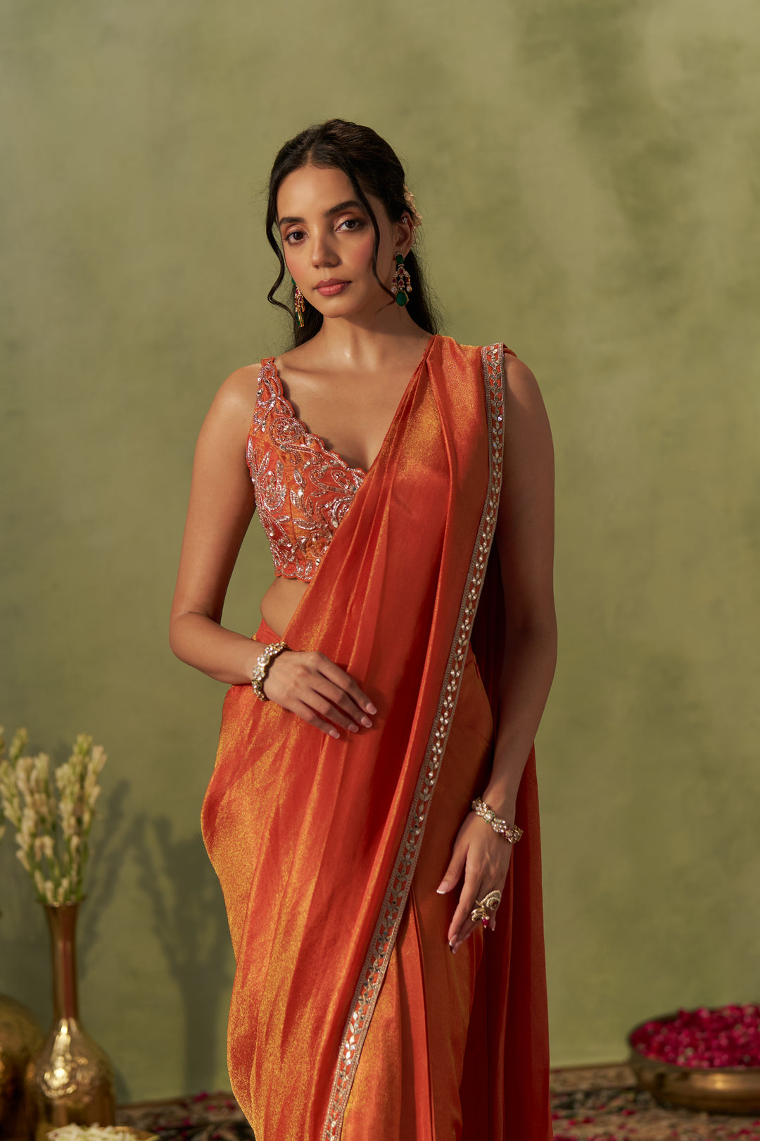 Rust Saree