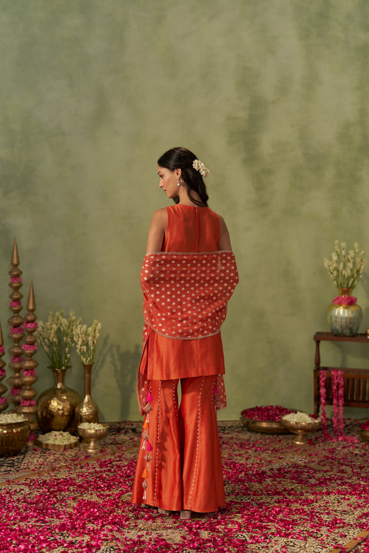Rust Kurta And Sharara Set
