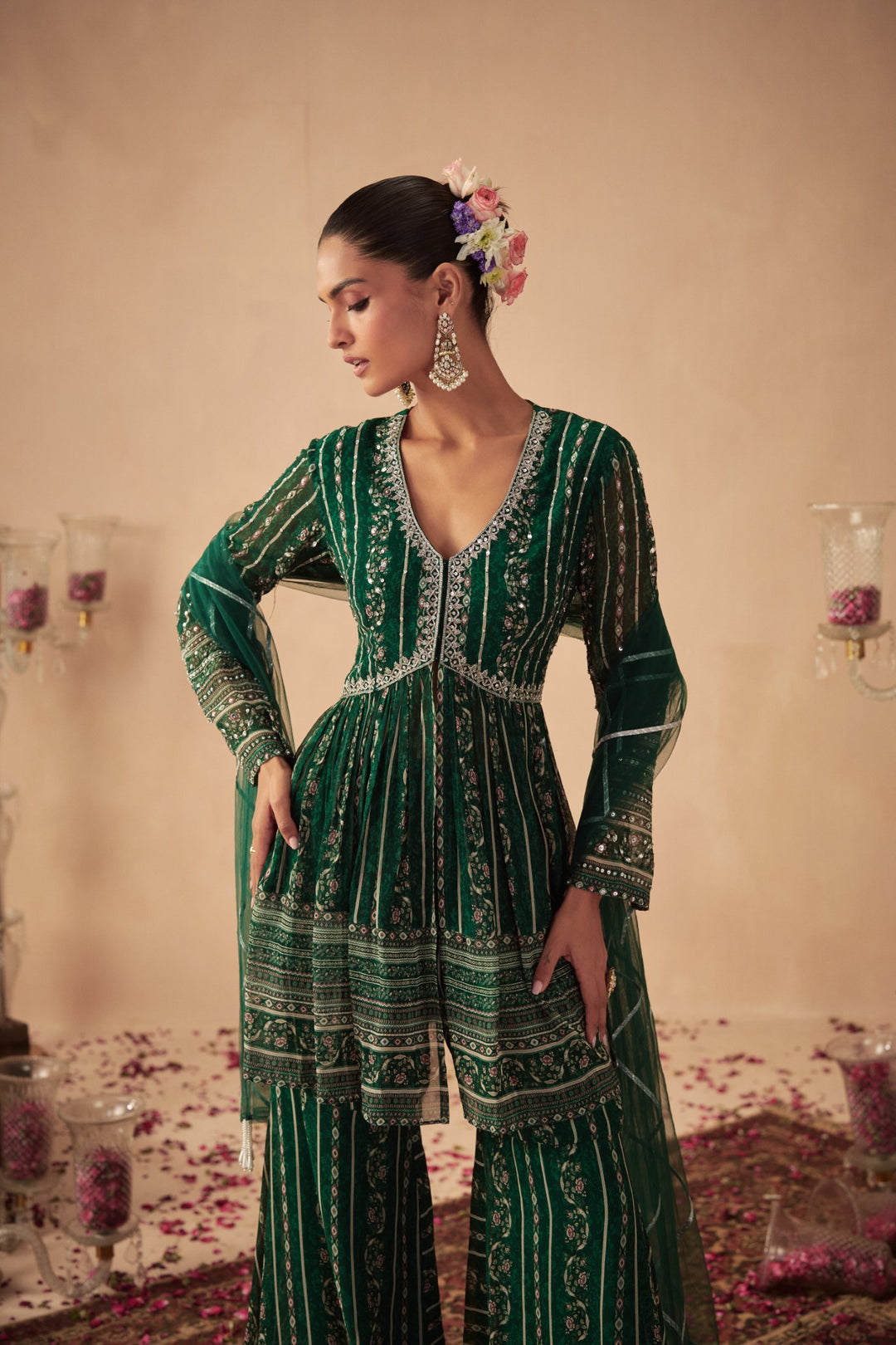 Green Vine Sharara Set