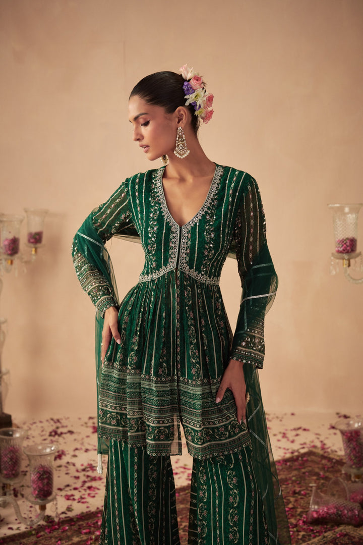Green Vine Sharara Set