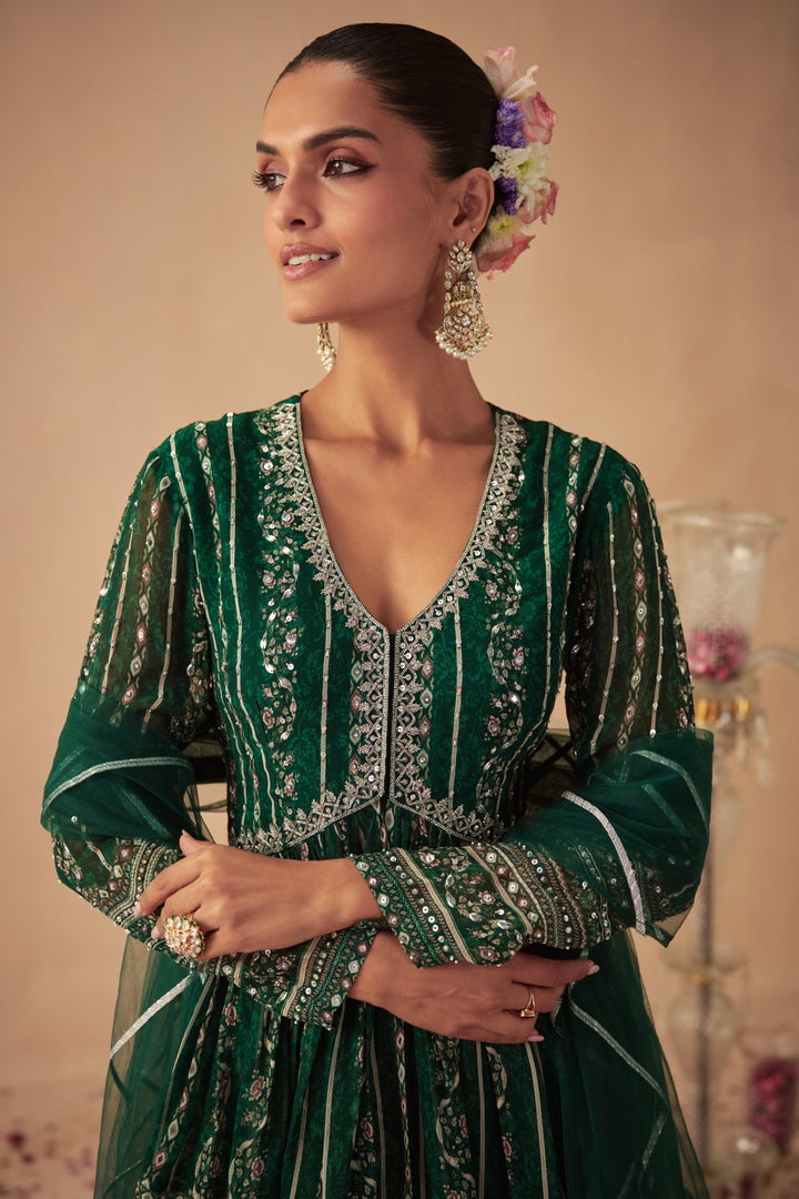 Green Vine Sharara Set