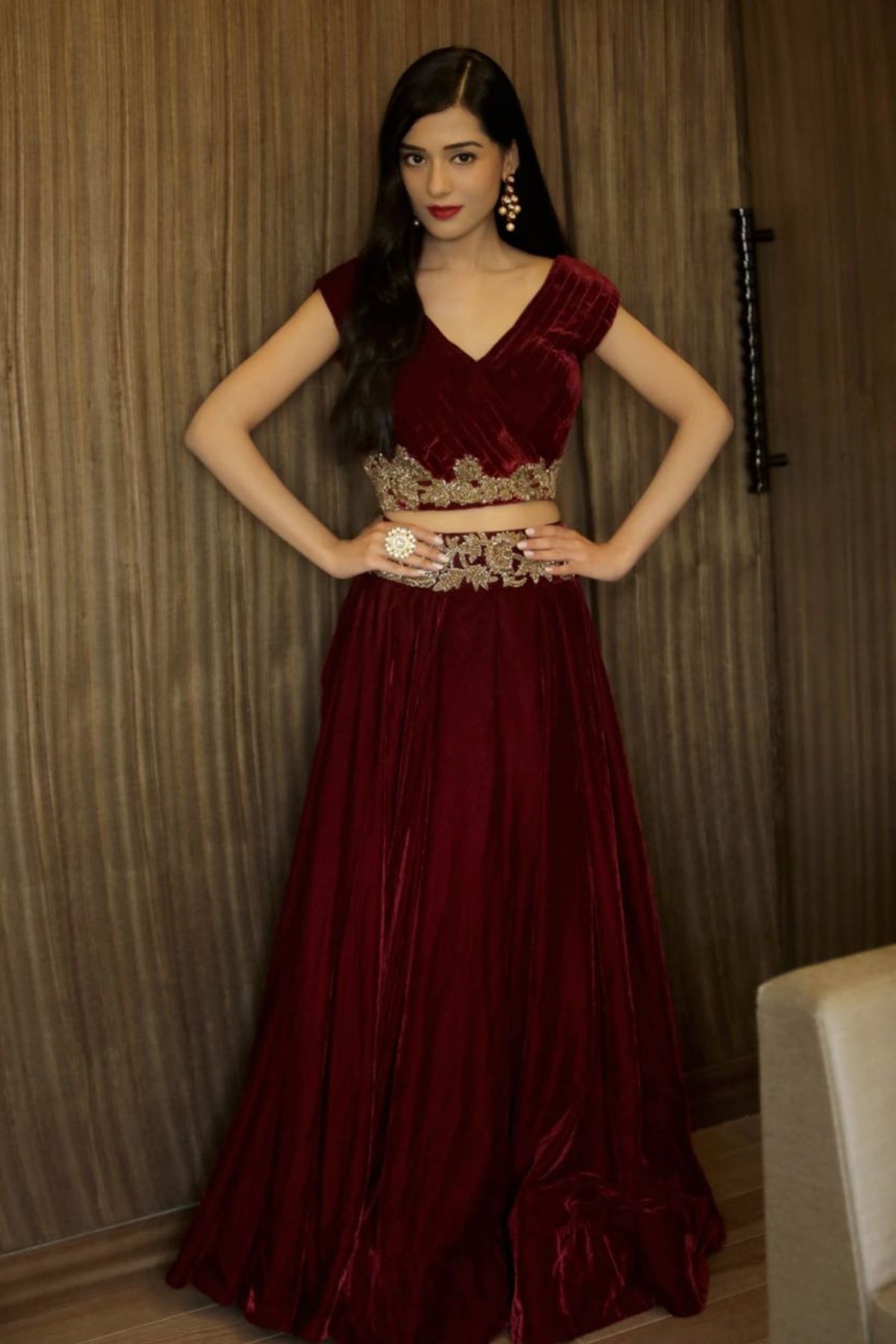 Actress Amrita Rao In Our Maroon Lehenga - RTS