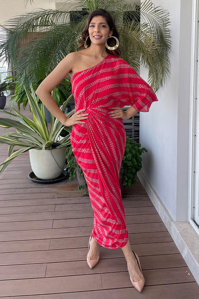 Influencer Mallika Singhania In Our Red Printed Dress - RTS