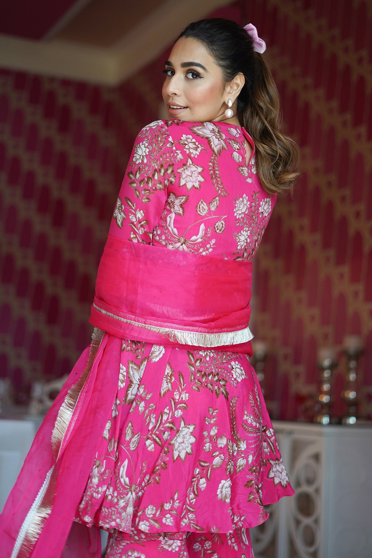 Influencer Summiya From House Of Misu  In Pink Sharara Set