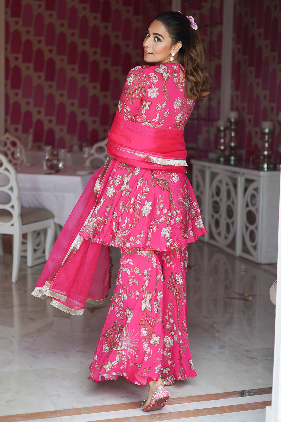 Influencer Summiya From House Of Misu  In Pink Sharara Set