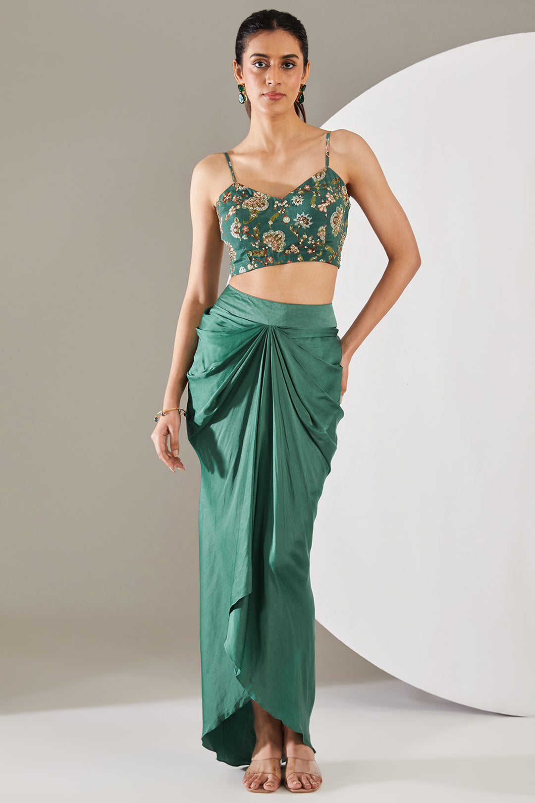 Green Cape Set with Skirt