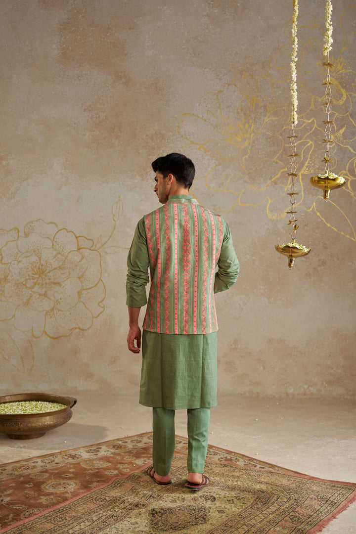 Jade Kurta Set with Printed Jacket