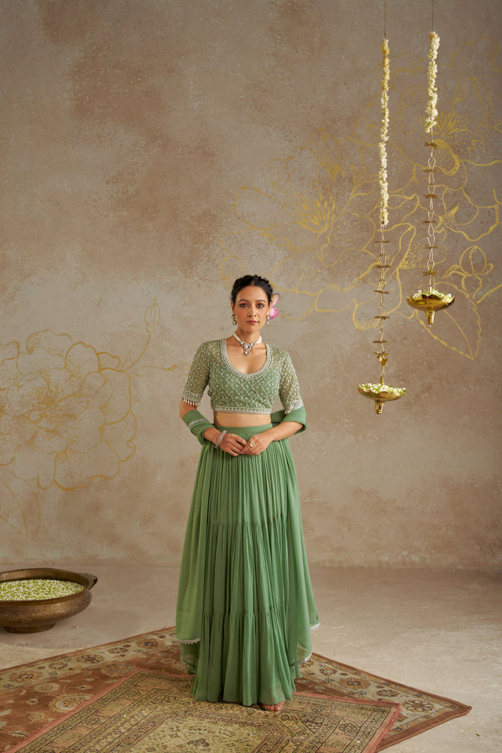 Jade Tiered Lehenga Set