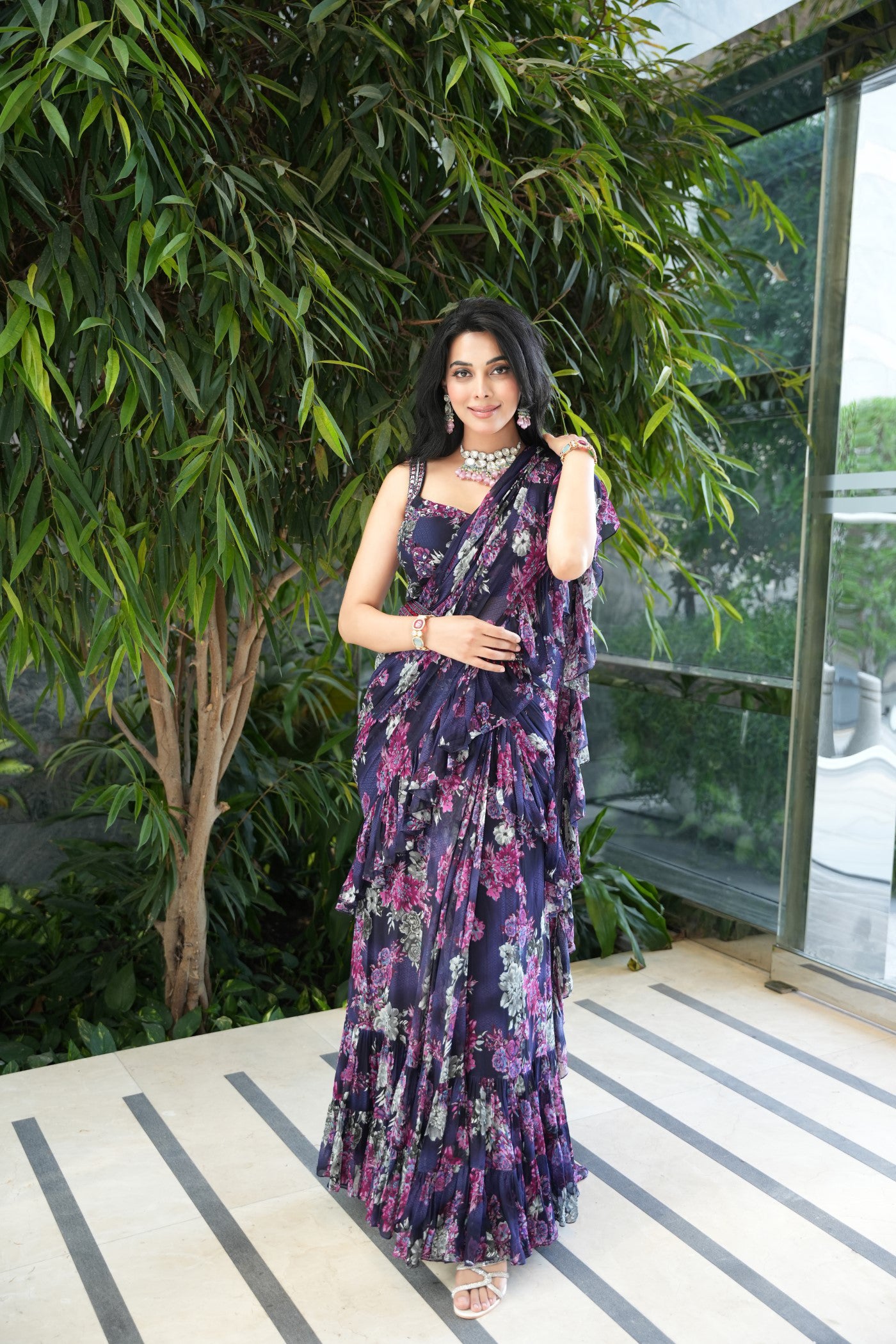 Actress Eishal in our pre draped saree