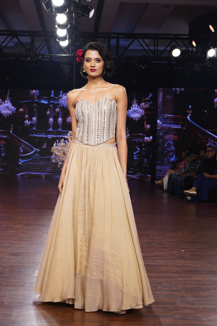 Rose Gold Lehenga with Corset