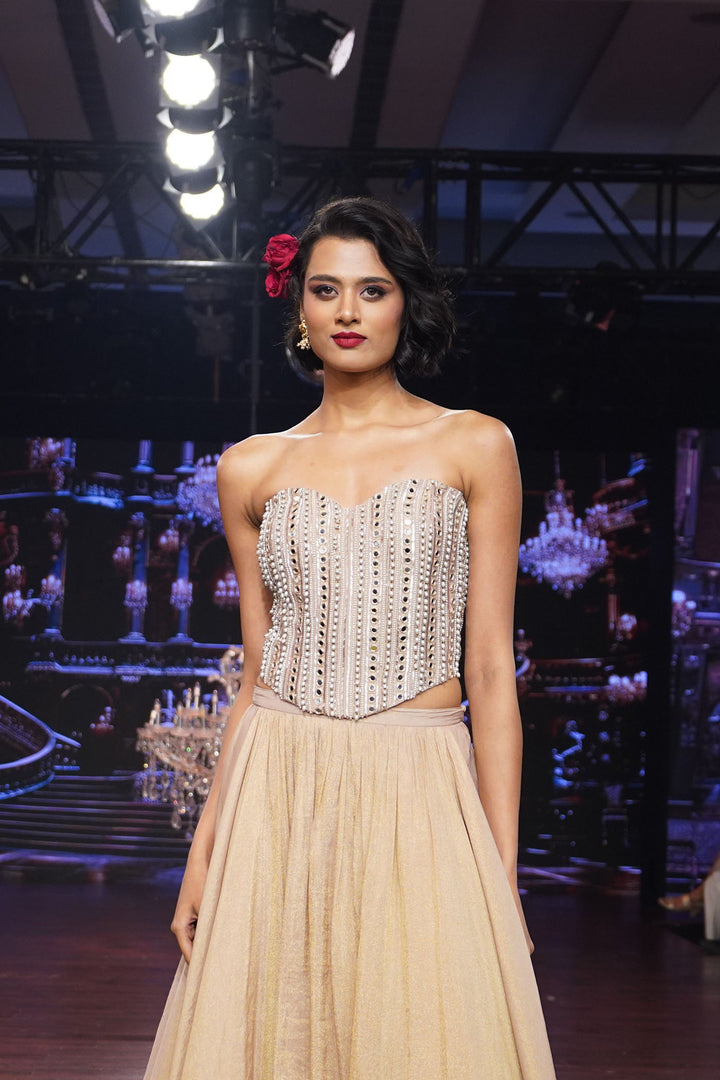 Rose Gold Lehenga with Corset