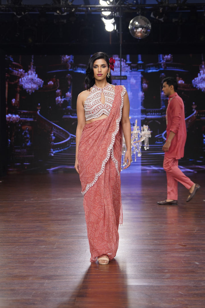 Coral Meadow Saree