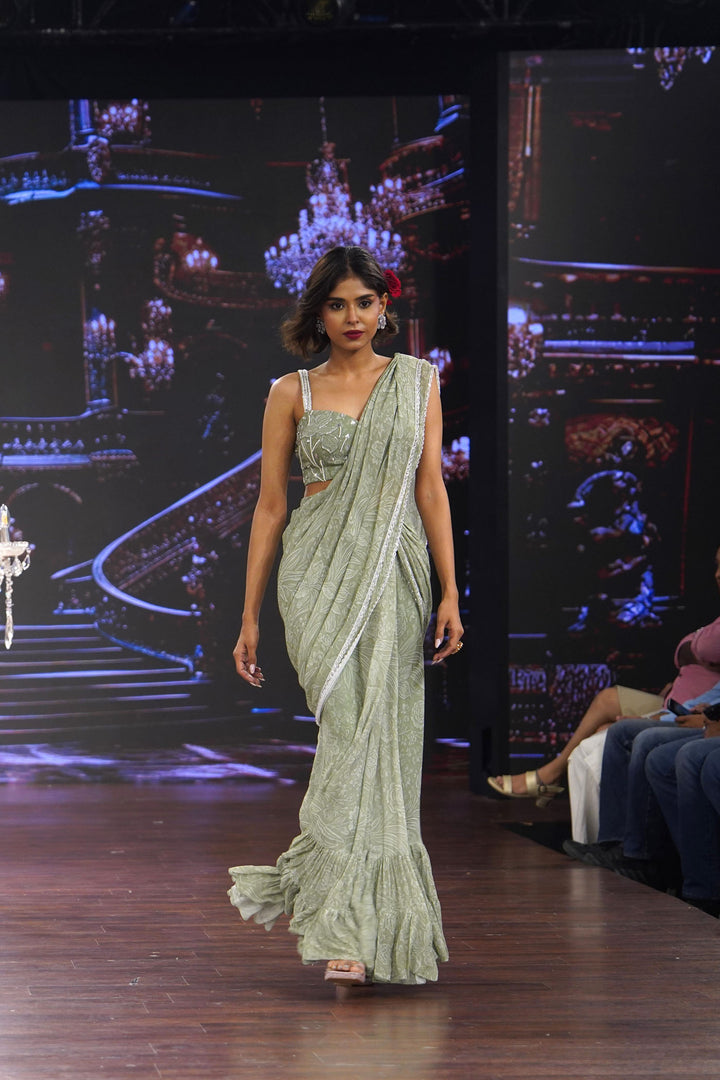 Sage Green Meadow Saree